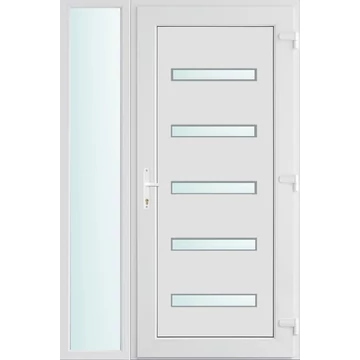 120x210 jobbos Detroit 5 üveges bejárati ajtó 3 rétegű üveggel és hőszigetelt panellel 5 kamrás fehér