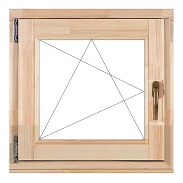 60x60 bukó nyíló balos fa ablak natúr