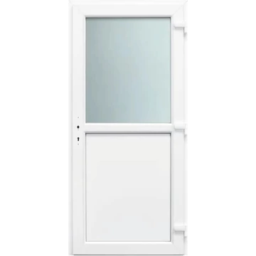 Goslar osztott 100x210 műanyag bejárati ajtó jobbos fehér színben 2 rétegű üveggel
