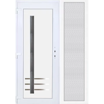Vértes 1 üveges EXTRA hőszigetelésű 150x210 KIFELÉ NYÍLÓ műanyag bejárati ajtó balos fehér színben 3 rétegű üveggel Aluminium rátéttel RP