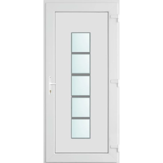 100x210 jobbos El Paso 1 üveges bejárati ajtó 2 rétegű üveggel és hőszigetelt panellel 5 kamrás fehér