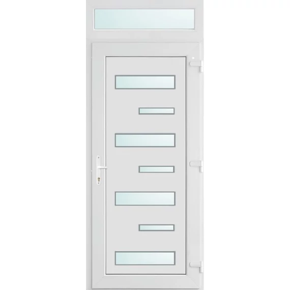 100x240 jobbos Charlotte 7 üveges bejárati ajtó 2 rétegű üveggel és hőszigetelt panellel 5 kamrás fehér