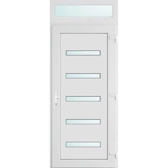 100x240 jobbos Detroit 5 üveges bejárati ajtó 3 rétegű üveggel és hőszigetelt panellel 5 kamrás fehér