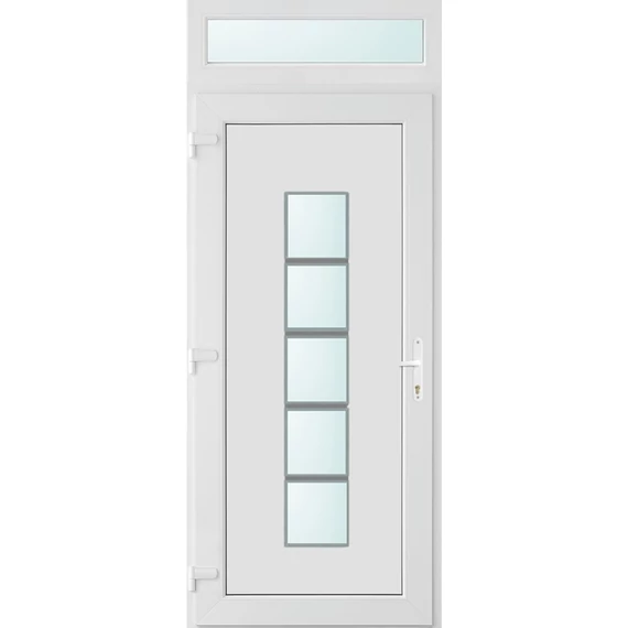 90x240 balos El Paso 1 üveges bejárati ajtó 3 rétegű üveggel és hőszigetelt panellel 5 kamrás fehér