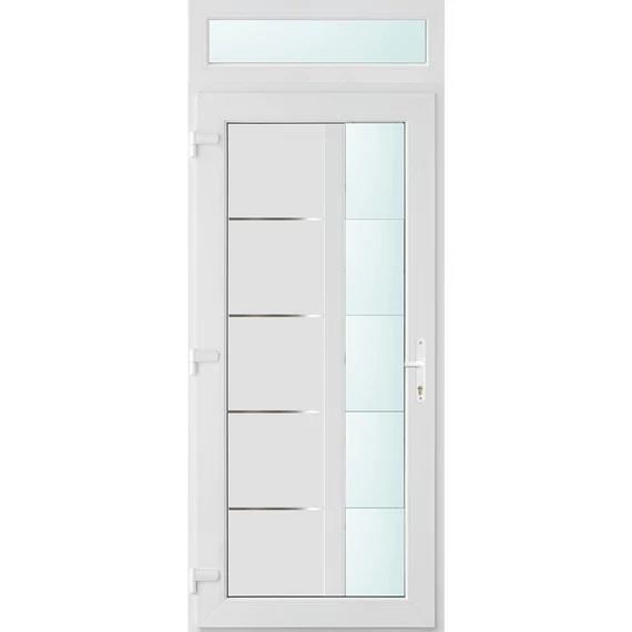 100x240 balos Memphis 1 üveges bejárati ajtó 3 rétegű üveggel és hőszigetelt panellel 5 kamrás fehér