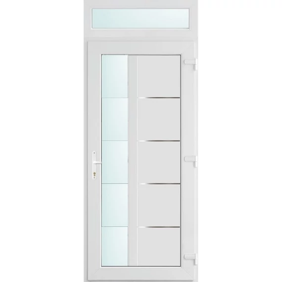 100x240 jobbos Memphis 1 üveges bejárati ajtó 2 rétegű üveggel és hőszigetelt panellel 5 kamrás fehér