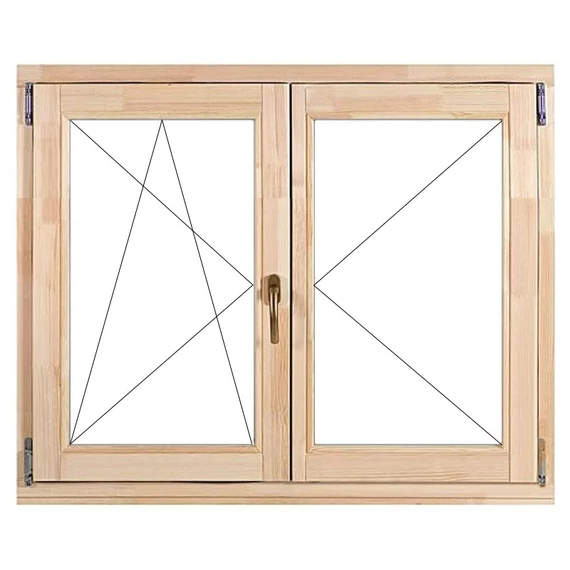 120x150 középen nyíló bukó nyíló balos fa ablak natúr