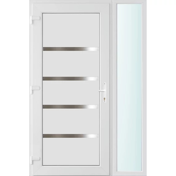 120x210 balos Boston tömör bejárati ajtó 3 rétegű üveggel és hőszigetelt panellel 5 kamrás fehér