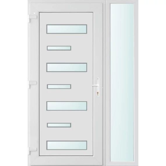 120x210 balos Charlotte 7 üveges bejárati ajtó 2 rétegű üveggel és hőszigetelt panellel 5 kamrás fehér