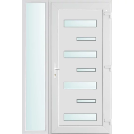 120x210 jobbos Charlotte 7 üveges bejárati ajtó 2 rétegű üveggel és hőszigetelt panellel 5 kamrás fehér