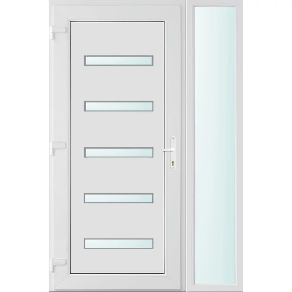 120x210 balos Detroit 5 üveges bejárati ajtó 2 rétegű üveggel és hőszigetelt panellel 5 kamrás fehér