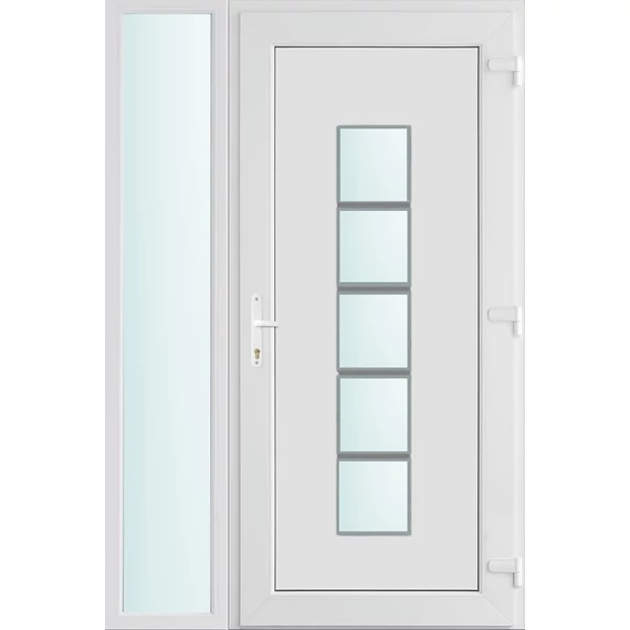 120x210 jobbos El Paso 1 üveges bejárati ajtó 2 rétegű üveggel és hőszigetelt panellel 5 kamrás fehér