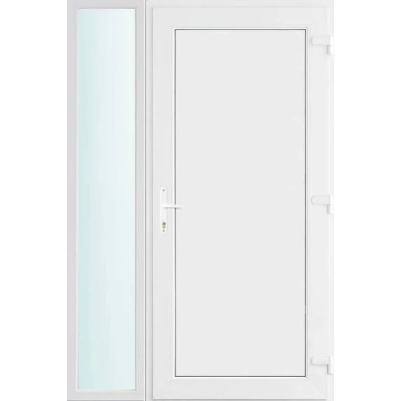 120x210 jobbos Los Angeles tömör bejárati ajtó 2 rétegű üveggel és hőszigetelt panellel 5 kamrás fehér