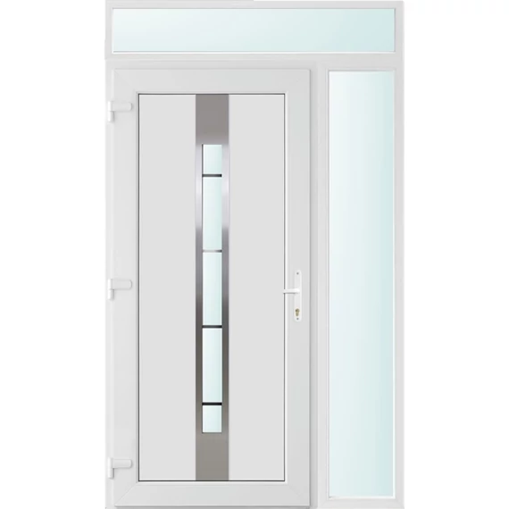 130x240 balos Philadelphia 1 üveges bejárati ajtó 3 rétegű üveggel és hőszigetelt panellel 5 kamrás fehér