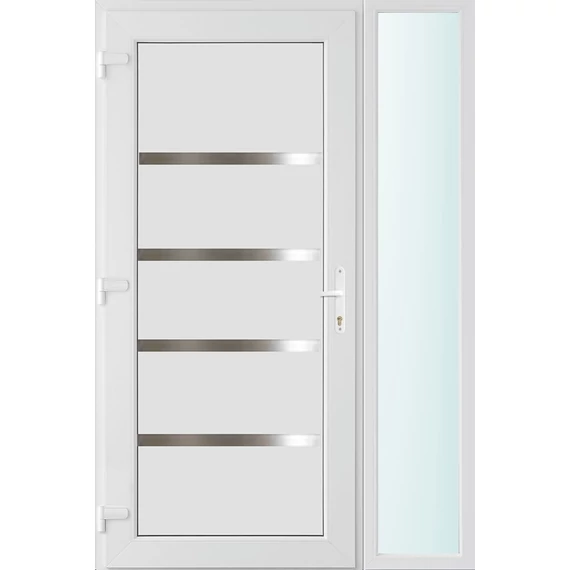 130x210 balos Boston tömör bejárati ajtó 2 rétegű üveggel és hőszigetelt panellel 5 kamrás fehér