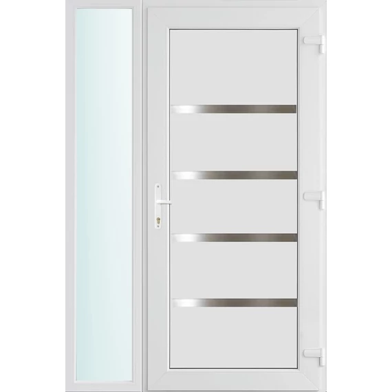 130x210 jobbos Boston tömör bejárati ajtó 3 rétegű üveggel és hőszigetelt panellel 5 kamrás fehér