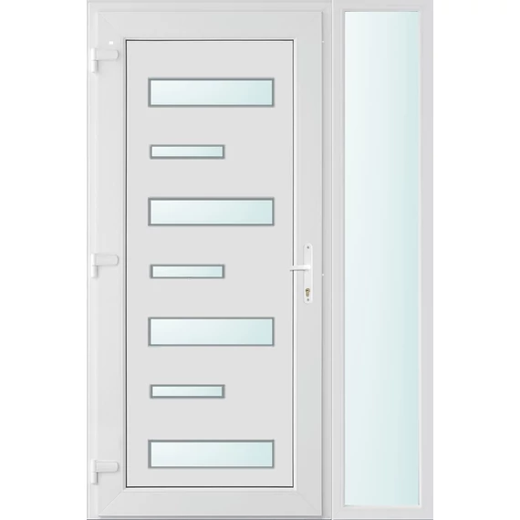 130x210 balos Charlotte 7 üveges bejárati ajtó 2 rétegű üveggel és hőszigetelt panellel 5 kamrás fehér