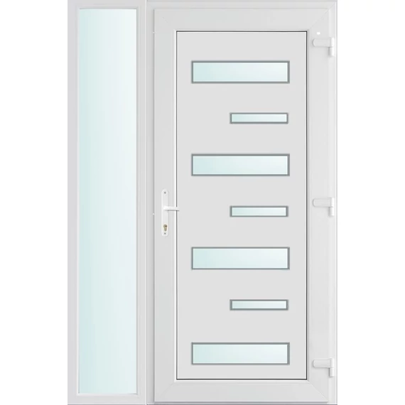 130x210 jobbos Charlotte 7 üveges bejárati ajtó 2 rétegű üveggel és hőszigetelt panellel 5 kamrás fehér