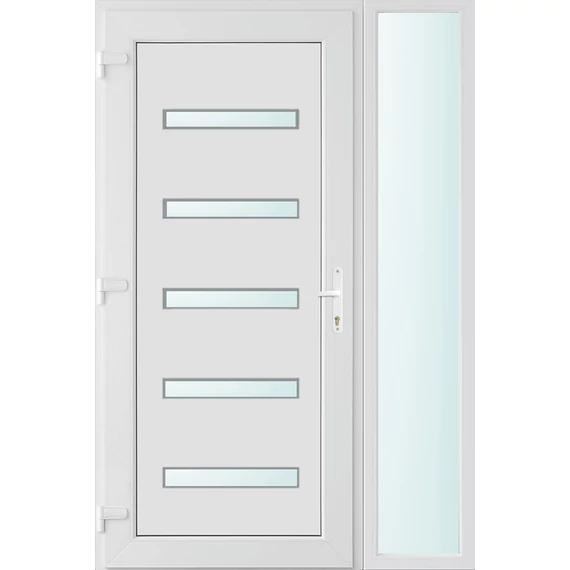 130x210 balos Detroit 5 üveges bejárati ajtó 2 rétegű üveggel és hőszigetelt panellel 5 kamrás fehér