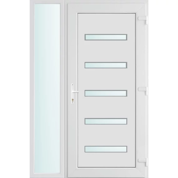 130x210 jobbos Detroit 5 üveges bejárati ajtó 3 rétegű üveggel és hőszigetelt panellel 5 kamrás fehér