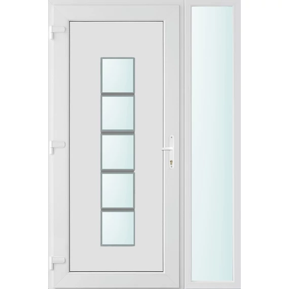 130x210 balos El Paso 1 üveges bejárati ajtó 3 rétegű üveggel és hőszigetelt panellel 5 kamrás fehér