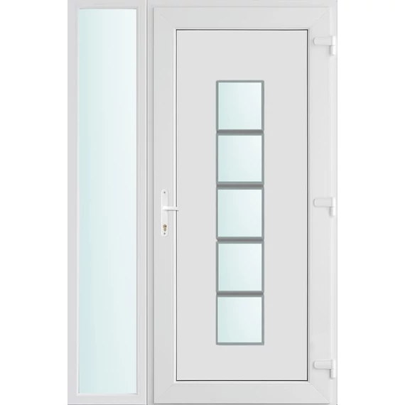 130x210 jobbos El Paso 1 üveges bejárati ajtó 2 rétegű üveggel és hőszigetelt panellel 5 kamrás fehér