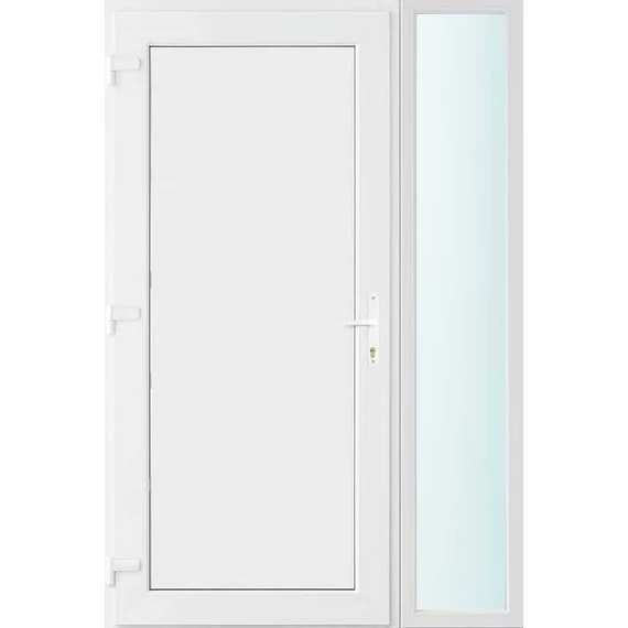 130x210 balos Los Angeles tömör bejárati ajtó 2 rétegű üveggel és hőszigetelt panellel 5 kamrás fehér