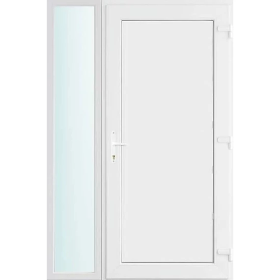 130x210 jobbos Los Angeles tömör bejárati ajtó 2 rétegű üveggel és hőszigetelt panellel 5 kamrás fehér