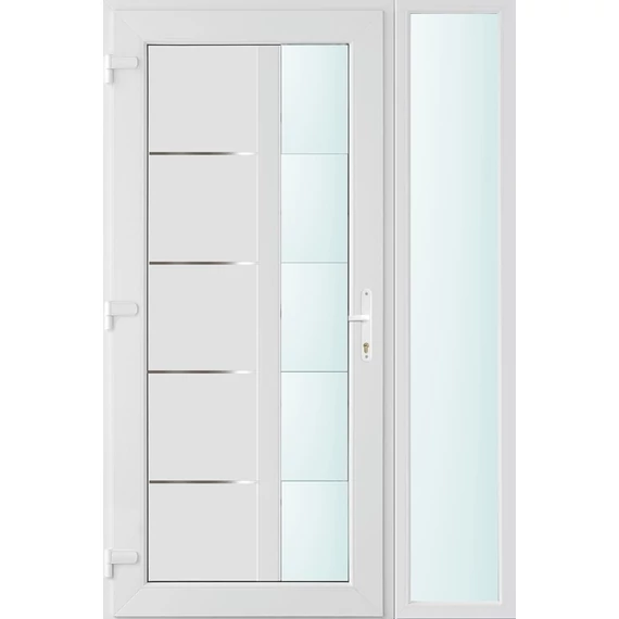 130x210 balos Memphis 1 üveges bejárati ajtó 3 rétegű üveggel és hőszigetelt panellel 5 kamrás fehér