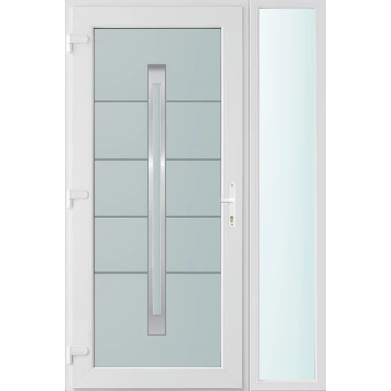 130x210 balos Phoenix 1 üveges bejárati ajtó 3 rétegű üveggel és hőszigetelt panellel 5 kamrás fehér