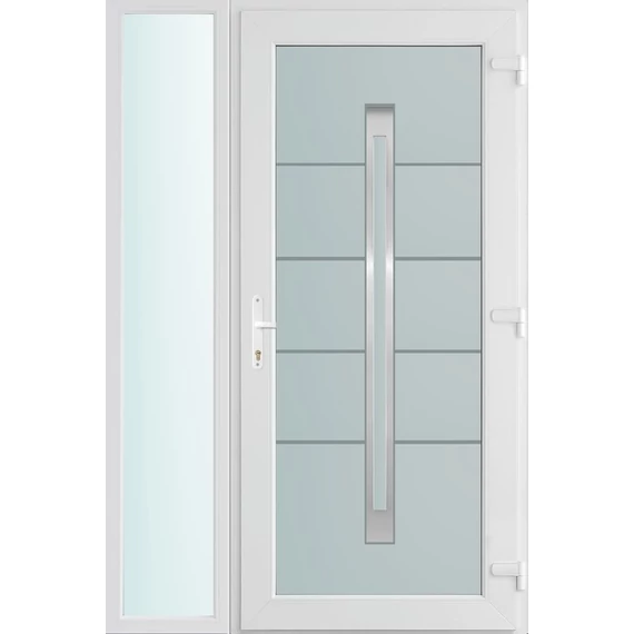 130x210 jobbos Phoenix 1 üveges bejárati ajtó 3 rétegű üveggel és hőszigetelt panellel 5 kamrás fehér