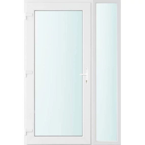 130x210 balos Seattle üveges bejárati ajtó 2 rétegű üveggel és hőszigetelt panellel 5 kamrás fehér