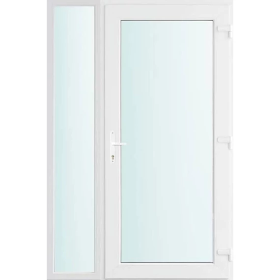 130x210 jobbos Seattle üveges bejárati ajtó 3 rétegű üveggel és hőszigetelt panellel 5 kamrás fehér