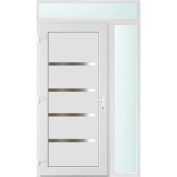 130x240 balos Boston tömör bejárati ajtó 2 rétegű üveggel és hőszigetelt panellel 5 kamrás fehér