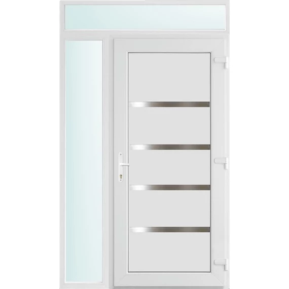 130x240 jobbos Boston tömör bejárati ajtó 3 rétegű üveggel és hőszigetelt panellel 5 kamrás fehér