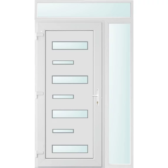 130x240 balos Charlotte 7 üveges bejárati ajtó 3 rétegű üveggel és hőszigetelt panellel 5 kamrás fehér