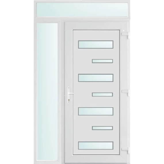 Zebra 7 üveges EXTRA hőszigetelésű 130x240 KIFELÉ NYÍLÓ műanyag bejárati ajtó jobbos fehér színben 3 rétegű üveggel