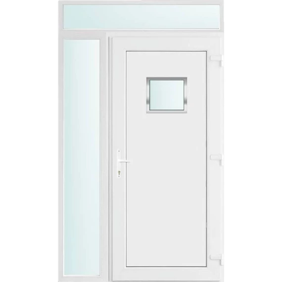 130x240 jobbos Chicago 1 üveges bejárati ajtó 2 rétegű üveggel és hőszigetelt panellel 5 kamrás fehér