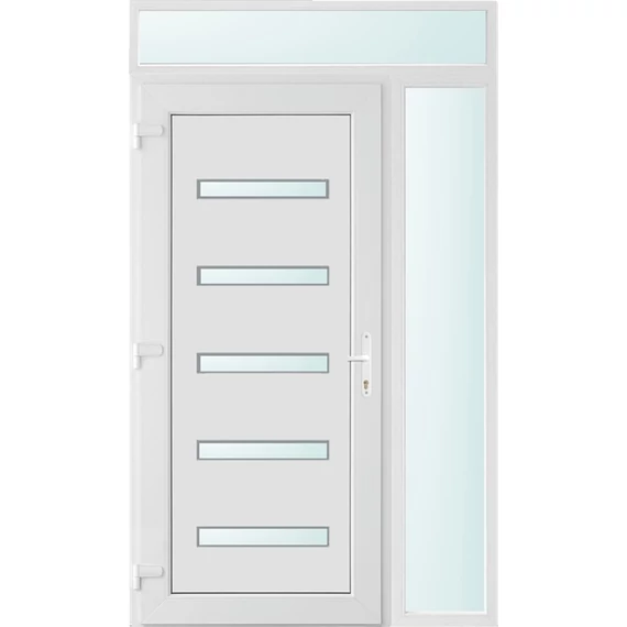 130x240 balos Detroit 5 üveges bejárati ajtó 3 rétegű üveggel és hőszigetelt panellel 5 kamrás fehér