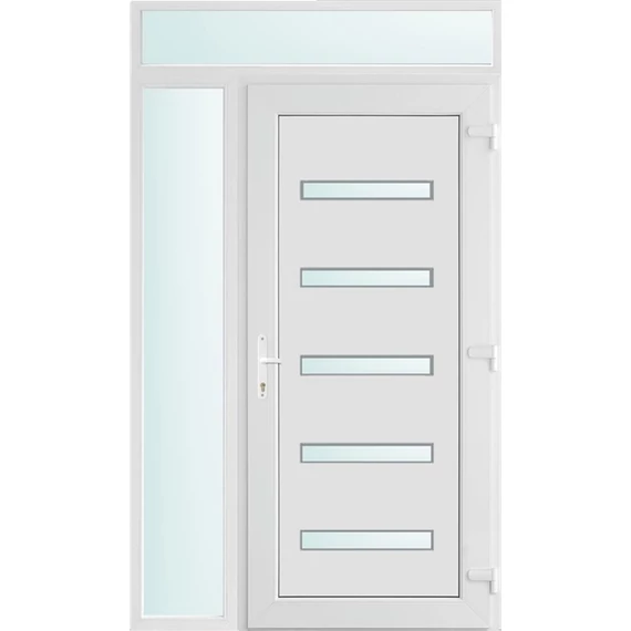 130x240 jobbos Detroit 5 üveges bejárati ajtó 2 rétegű üveggel és hőszigetelt panellel 5 kamrás fehér