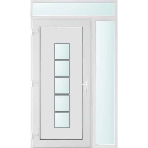 130x240 balos El Paso 1 üveges bejárati ajtó 3 rétegű üveggel és hőszigetelt panellel 5 kamrás fehér