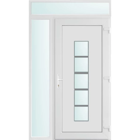 130x240 jobbos El Paso 1 üveges bejárati ajtó 3 rétegű üveggel és hőszigetelt panellel 5 kamrás fehér
