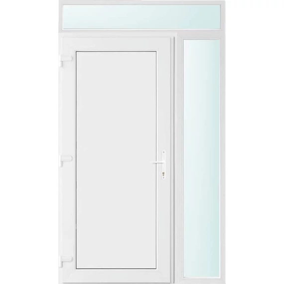 130x240 balos Los Angeles tömör bejárati ajtó 2 rétegű üveggel és hőszigetelt panellel 5 kamrás fehér