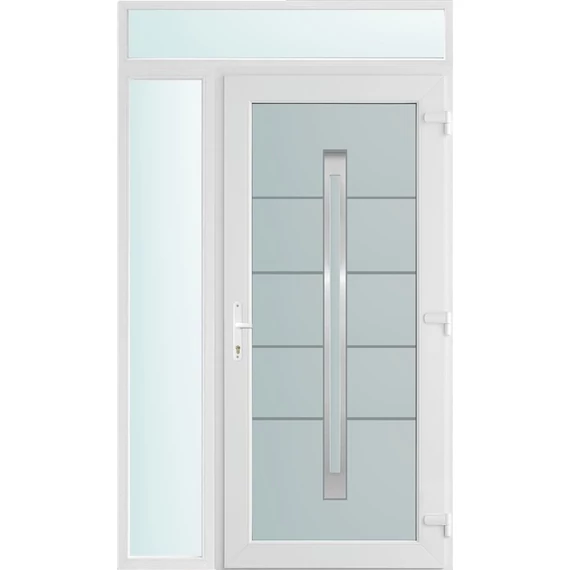 130x240 jobbos Phoenix 1 üveges bejárati ajtó 3 rétegű üveggel és hőszigetelt panellel 5 kamrás fehér