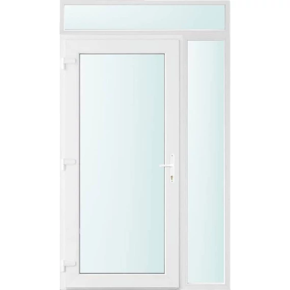 130x240 balos Seattle üveges bejárati ajtó 3 rétegű üveggel és hőszigetelt panellel 5 kamrás fehér