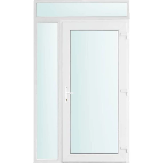 130x240 jobbos Seattle üveges bejárati ajtó 2 rétegű üveggel és hőszigetelt panellel 5 kamrás fehér