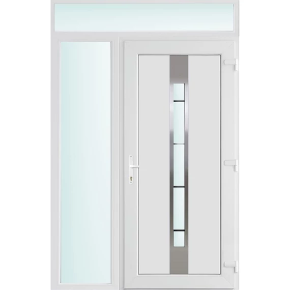 140x240 jobbos Philadelphia 1 üveges bejárati ajtó 3 rétegű üveggel és hőszigetelt panellel 5 kamrás fehér
