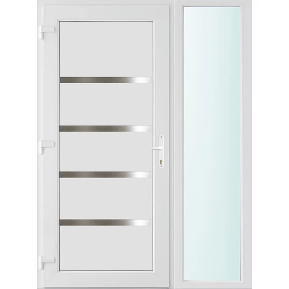 140x210 balos Boston tömör bejárati ajtó 3 rétegű üveggel és hőszigetelt panellel 5 kamrás fehér