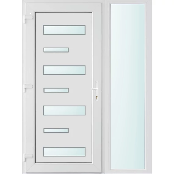 140x210 balos Charlotte 7 üveges bejárati ajtó 2 rétegű üveggel és hőszigetelt panellel 5 kamrás fehér