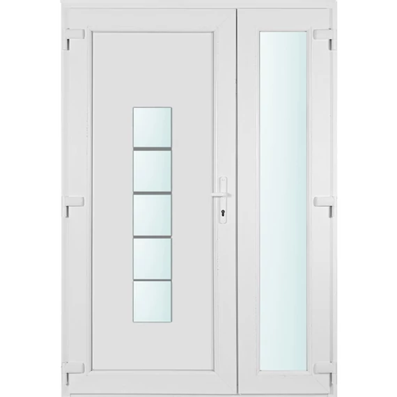 140x210 balos El Paso 1 üveges aszimmetrikusan nyíló bejárati ajtó 2 rétegű üveggel és hőszigetelt panellel 5 kamrás fehér